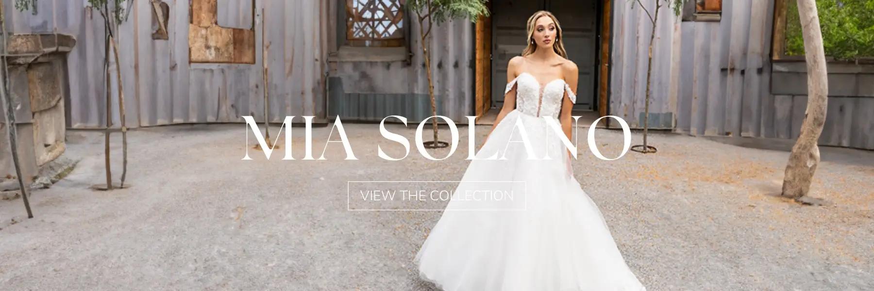 Model wearing Mia Solano bridal gown