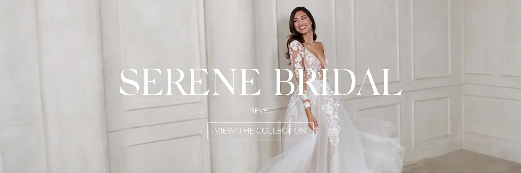 Model wearing Serene Bridal dress