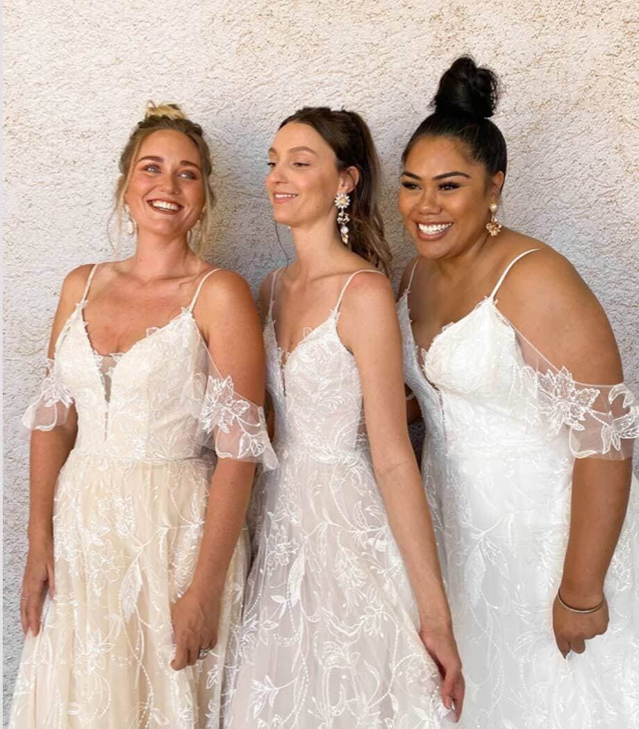 Photos of 3 real brides laughing - desktop version